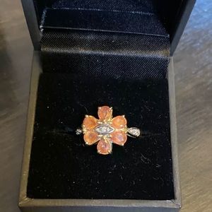 14k Yellow Gold 1.282ct Padparadscha Orange sapphire ring. Floral size 6.5